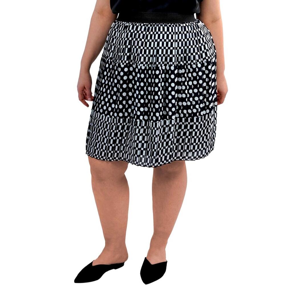 Maree Pour Toi black white pattern block pleated skirt Size 16/18